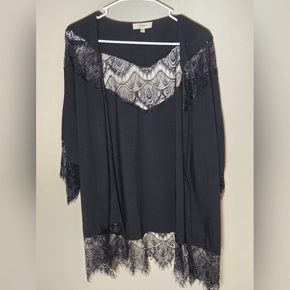 Umgee Witchy Boho Hippie Festival‎ Whimsygoth Lace Detail Duster, S/M